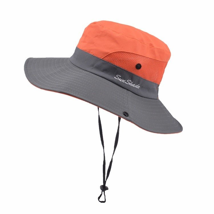 Sombrero de sol de ala ancha para mujer con abertura para coleta-Accessories for Women-Casaluzia