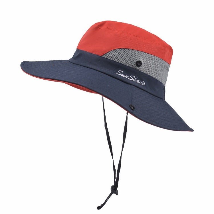 Sombrero de sol de ala ancha para mujer con abertura para coleta-Accessories for Women-Casaluzia