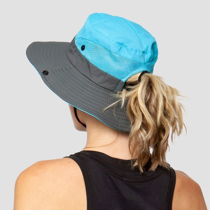 Sombrero de sol de ala ancha para mujer con abertura para coleta-Accessories for Women-Casaluzia