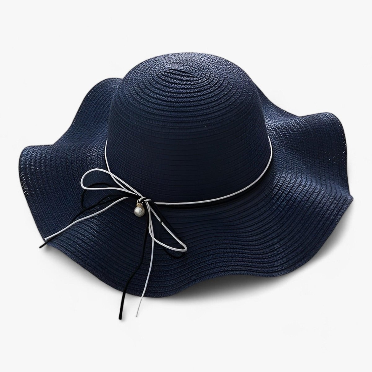 Sombrero de sol de ala ancha para mujer con lazo-Accessories for Women-Casaluzia