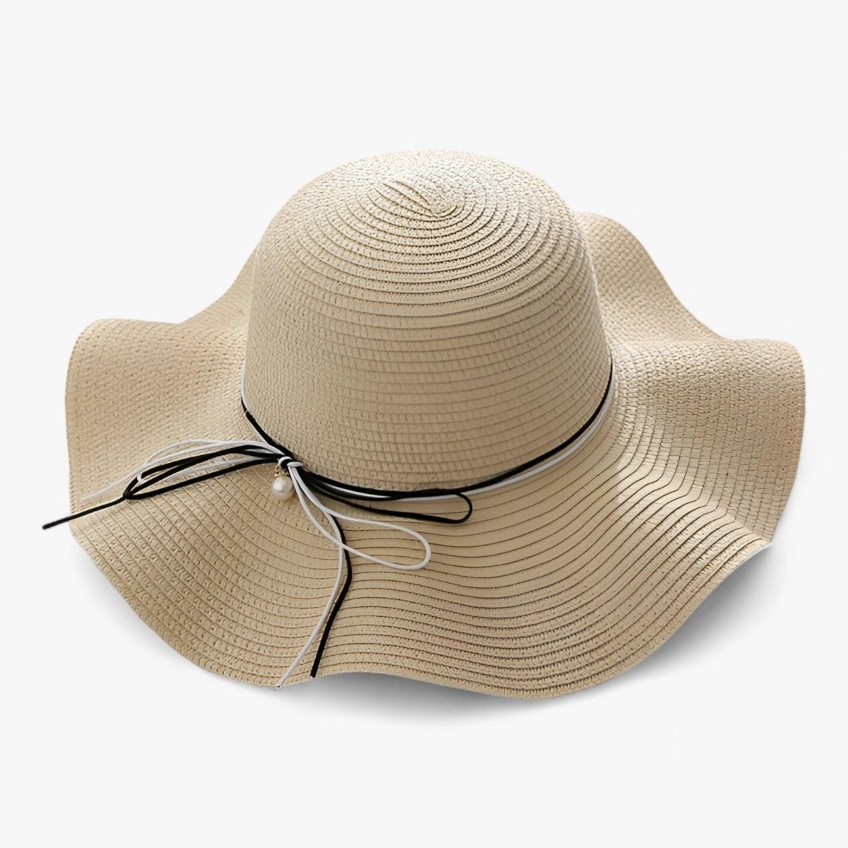 Sombrero de sol de ala ancha para mujer con lazo-Accessories for Women-Casaluzia