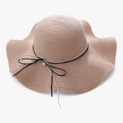 Sombrero de sol de ala ancha para mujer con lazo-Accessories for Women-Casaluzia