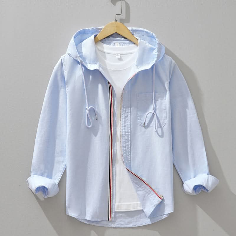 Sudadera con capucha y cremallera de lino para hombre-Jackets for men-Casaluzia