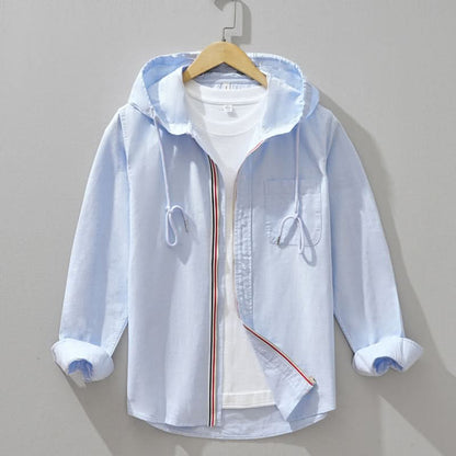 Sudadera con capucha y cremallera de lino para hombre-Jackets for men-Casaluzia