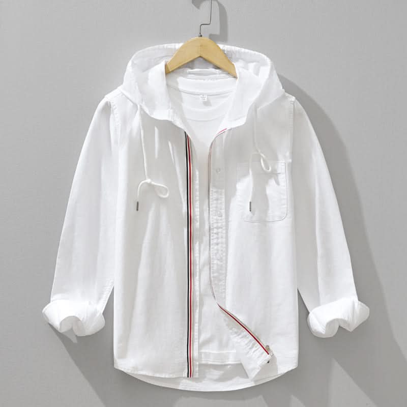 Sudadera con capucha y cremallera de lino para hombre-Jackets for men-Casaluzia