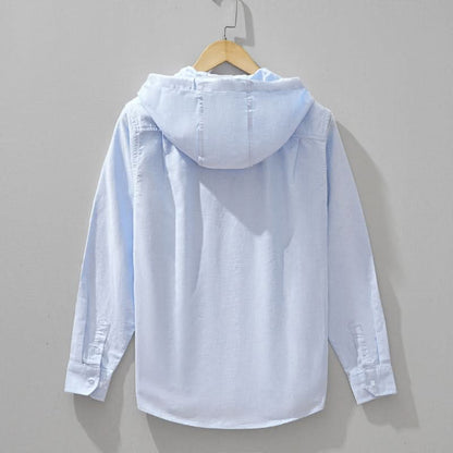 Sudadera con capucha y cremallera de lino para hombre-Jackets for men-Casaluzia