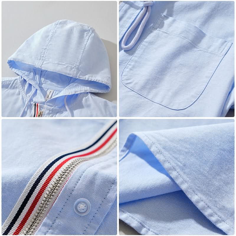 Sudadera con capucha y cremallera de lino para hombre-Jackets for men-Casaluzia
