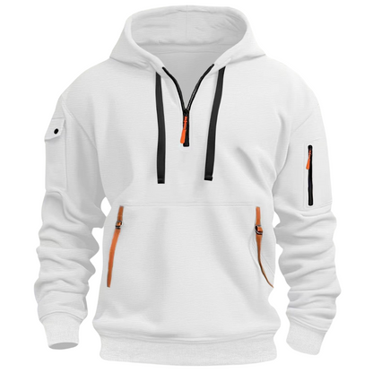 Sudadera con capucha y media cremallera para hombre con bolsillos utilitarios-Jackets for men-Casaluzia