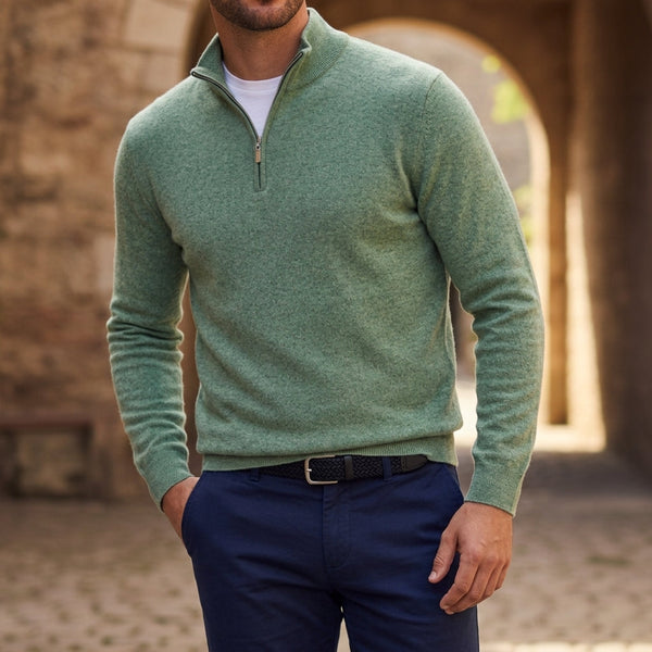 Suéter de punto con cremallera de cuarto para hombre-Sweaters for men-Casaluzia