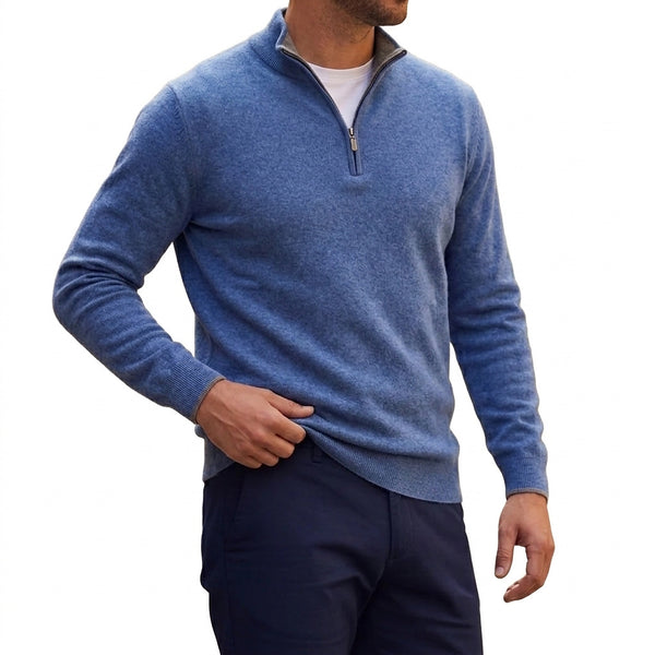 Suéter de punto con cremallera de cuarto para hombre-Sweaters for men-Casaluzia
