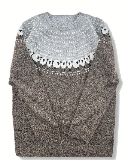 Suéter de punto con diseño de ovejas para mujer-Sweaters for Women-Casaluzia