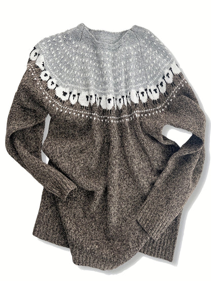 Suéter de punto con diseño de ovejas para mujer-Sweaters for Women-Casaluzia