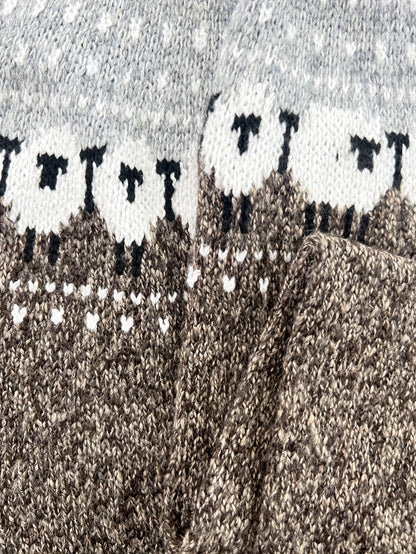 Suéter de punto con diseño de ovejas para mujer-Sweaters for Women-Casaluzia