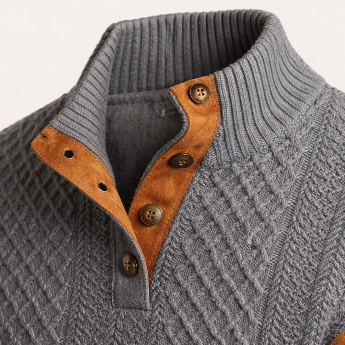 Suéter de punto trenzado con botones para hombre-Sweaters for men-Casaluzia