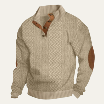 Suéter de punto trenzado con botones para hombre-Sweaters for men-Casaluzia