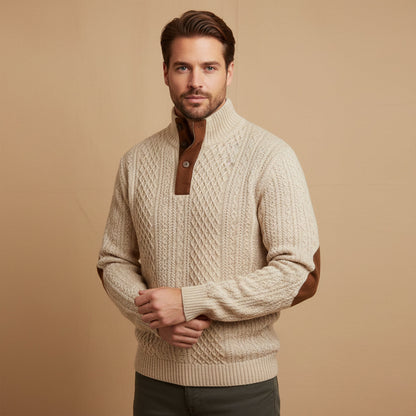 Suéter de punto trenzado con botones para hombre-Sweaters for men-Casaluzia