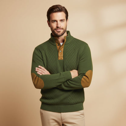 Suéter de punto trenzado con botones para hombre-Sweaters for men-Casaluzia