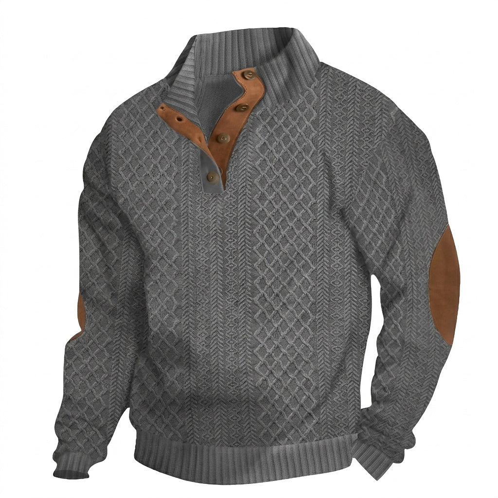 Suéter de punto trenzado con botones para hombre-Sweaters for men-Casaluzia