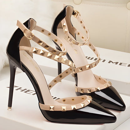 Tacones de aguja con punta afilada y tachuelas para mujer-Footwear for women-Casaluzia