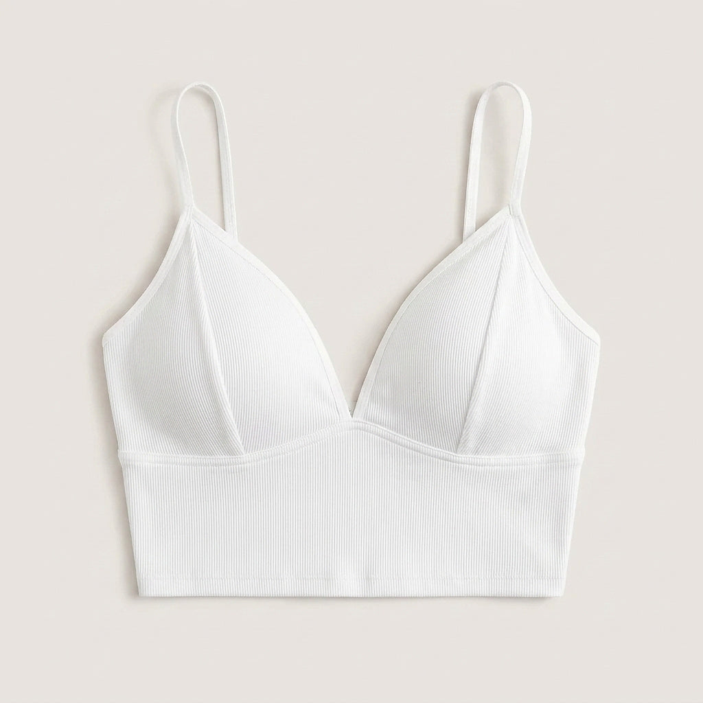 Top camisola corto con cuello en V para mujer-Tops for women-Casaluzia