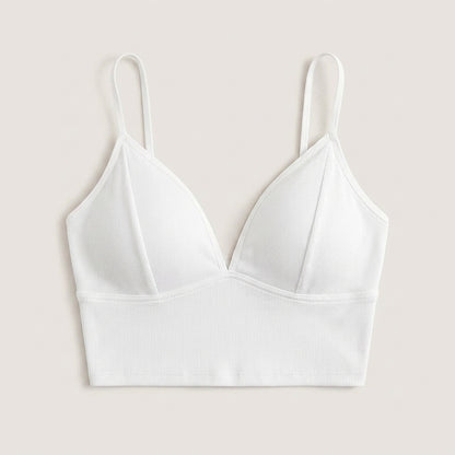 Top camisola corto con cuello en V para mujer-Tops for women-Casaluzia