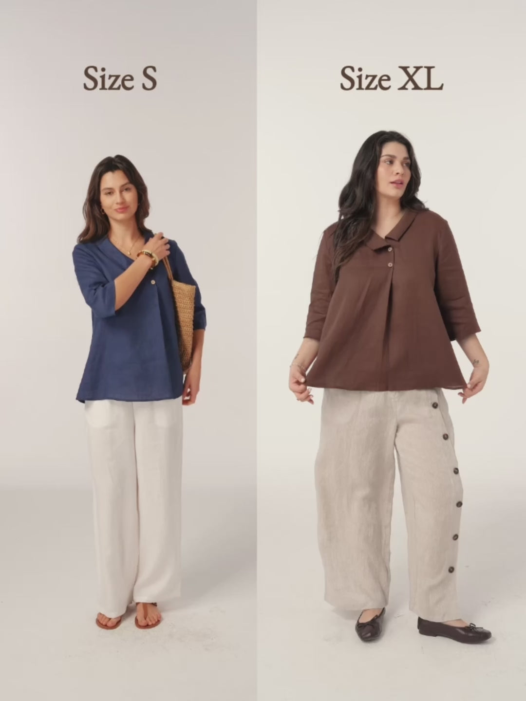 Top de lino para mujer con cuello asimétrico-Tops for women-Casaluzia