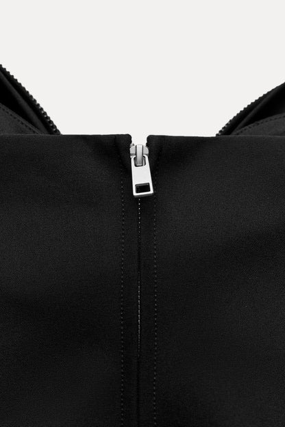 Top de mujer corto con detalle de lazo y acabado brillante-Tops for women-Casaluzia