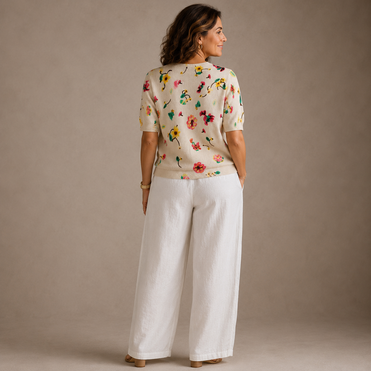 Top de punto floral para mujer-Tops for women-Casaluzia