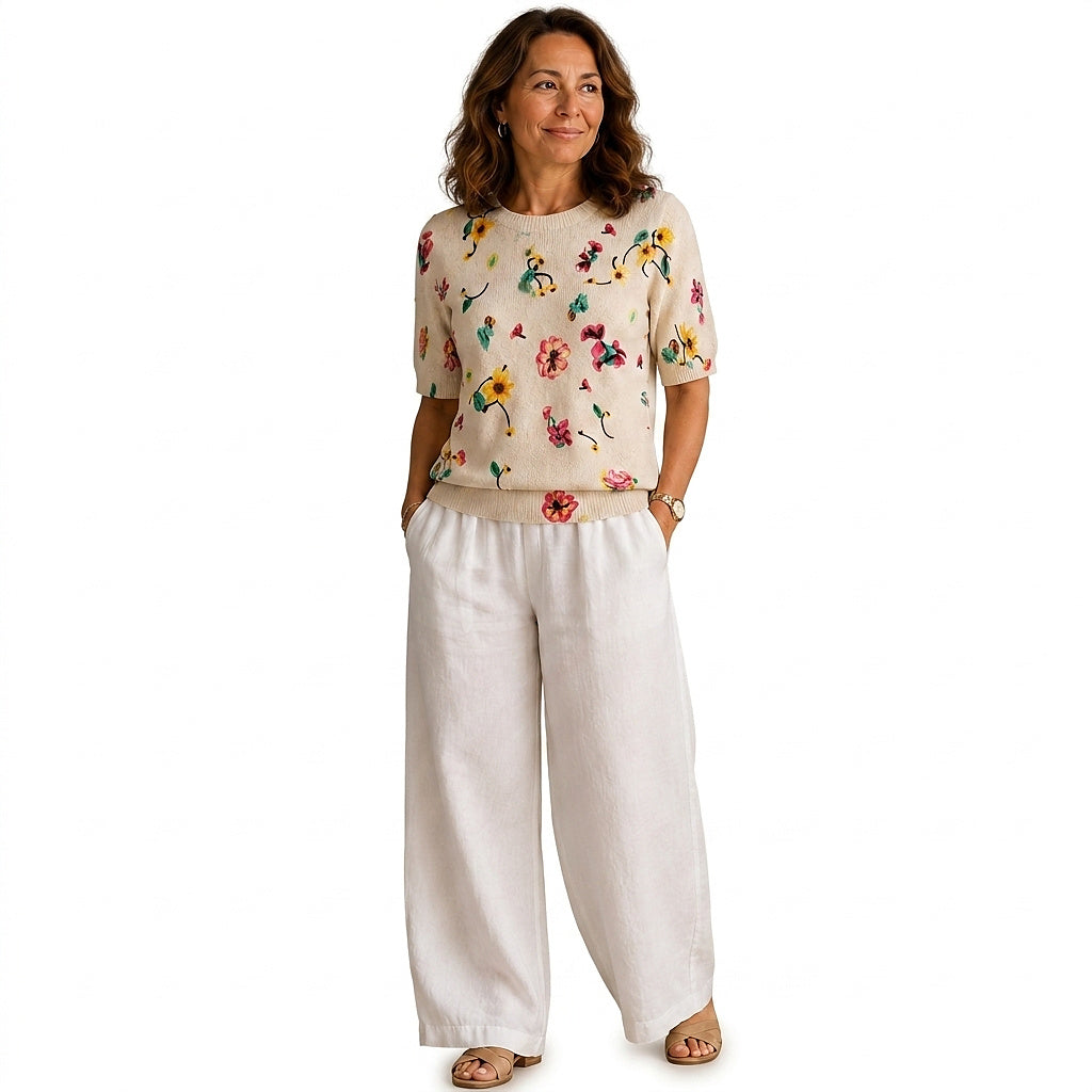 Top de punto floral para mujer-Tops for women-Casaluzia