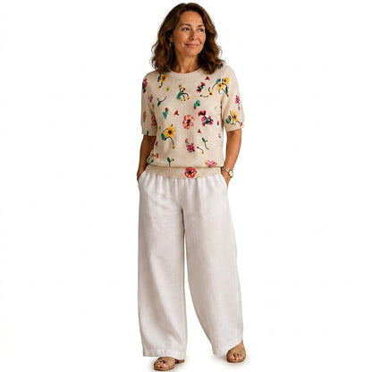 Top de punto floral para mujer-Tops for women-Casaluzia