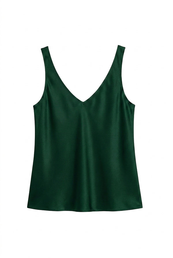 Top sin mangas con cuello en V y tirantes anchos para mujer