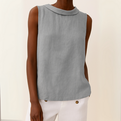 Top sin mangas con cuello vuelto para mujer-Tops for women-Casaluzia