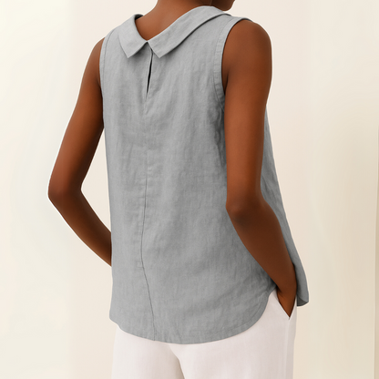 Top sin mangas con cuello vuelto para mujer-Tops for women-Casaluzia