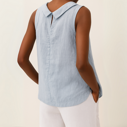 Top sin mangas con cuello vuelto para mujer-Tops for women-Casaluzia