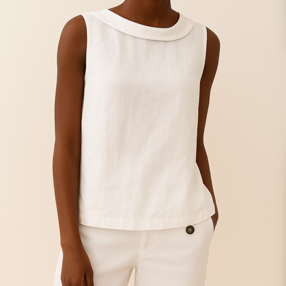 Top sin mangas con cuello vuelto para mujer-Tops for women-Casaluzia