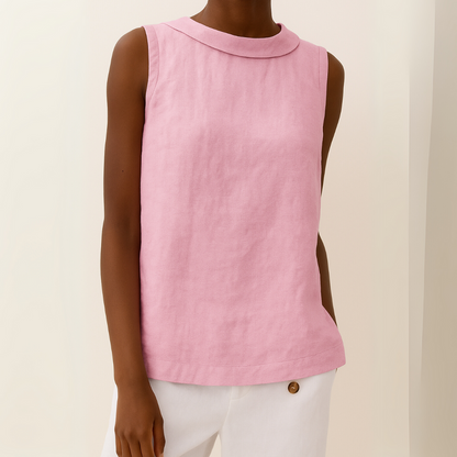 Top sin mangas con cuello vuelto para mujer-Tops for women-Casaluzia