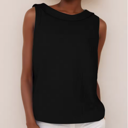 Top sin mangas con cuello vuelto para mujer-Tops for women-Casaluzia