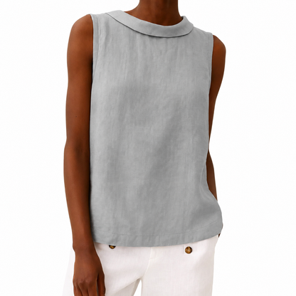 Top sin mangas con cuello vuelto para mujer-Tops for women-Casaluzia