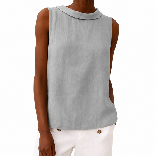 Top sin mangas con cuello vuelto para mujer-Tops for women-Casaluzia