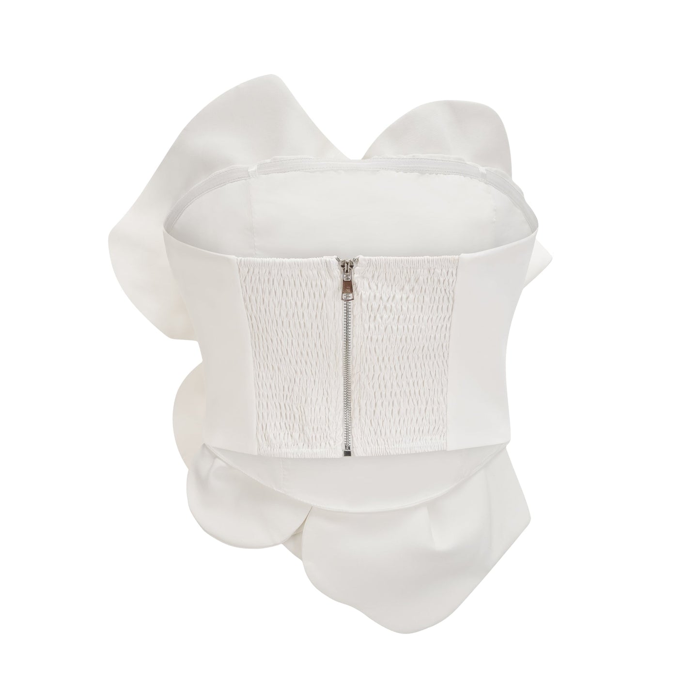 Top sin tirantes con aplique floral para mujer-Tops for women-Casaluzia