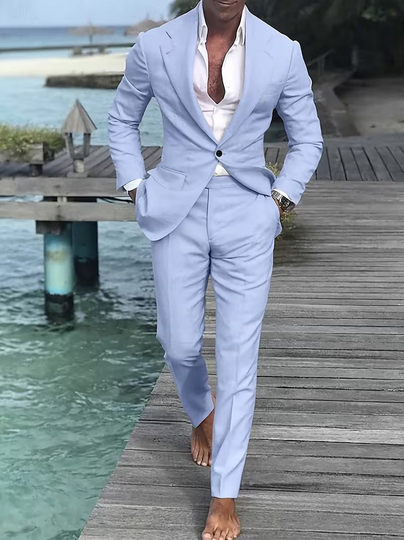 Traje de dos piezas para hombre con solapa de muesca-Suits for men-Casaluzia