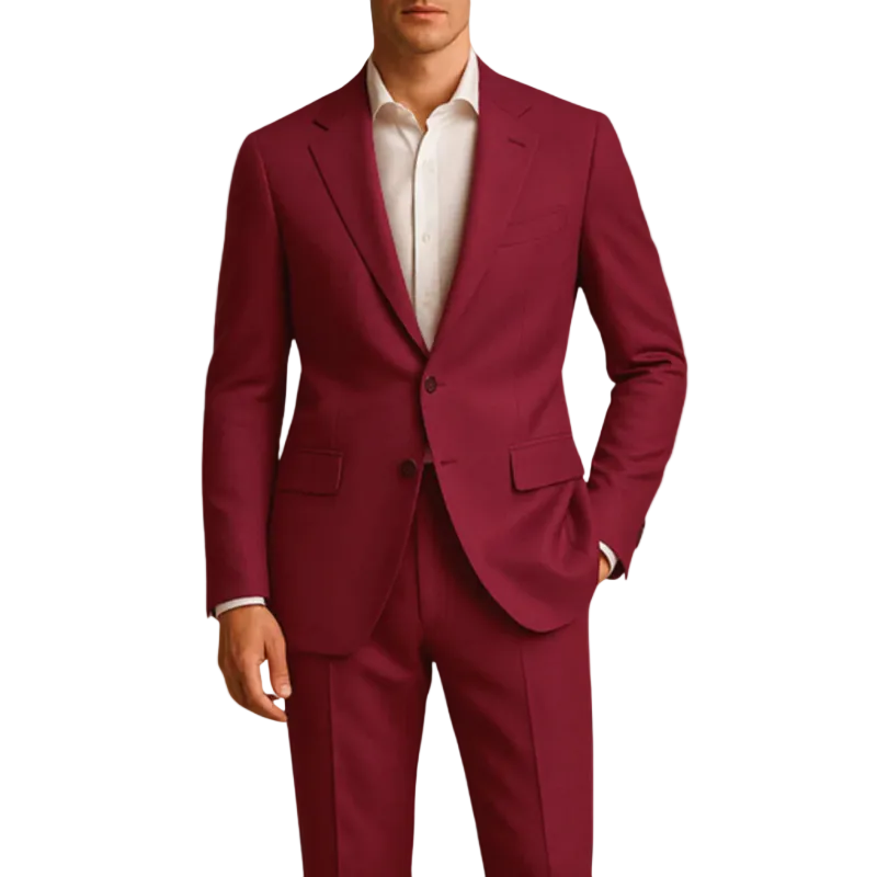Traje de hombre de dos piezas con americana de solapa y pantalón recto-Suits for Men-Casaluzia