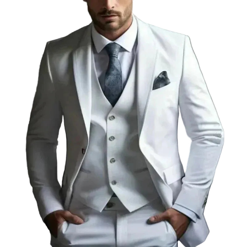 Traje de hombre de tres piezas con chaqueta, chaleco y pantalón-Suits for Men-Casaluzia