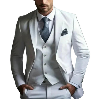 Traje de hombre de tres piezas con chaqueta, chaleco y pantalón-Suits for Men-Casaluzia