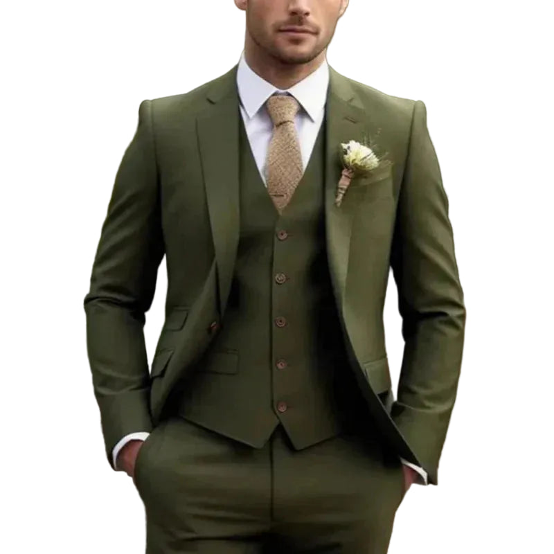 Traje de hombre de tres piezas con chaqueta, chaleco y pantalón-Suits for Men-Casaluzia
