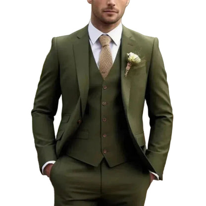 Traje de hombre de tres piezas con chaqueta, chaleco y pantalón-Suits for Men-Casaluzia