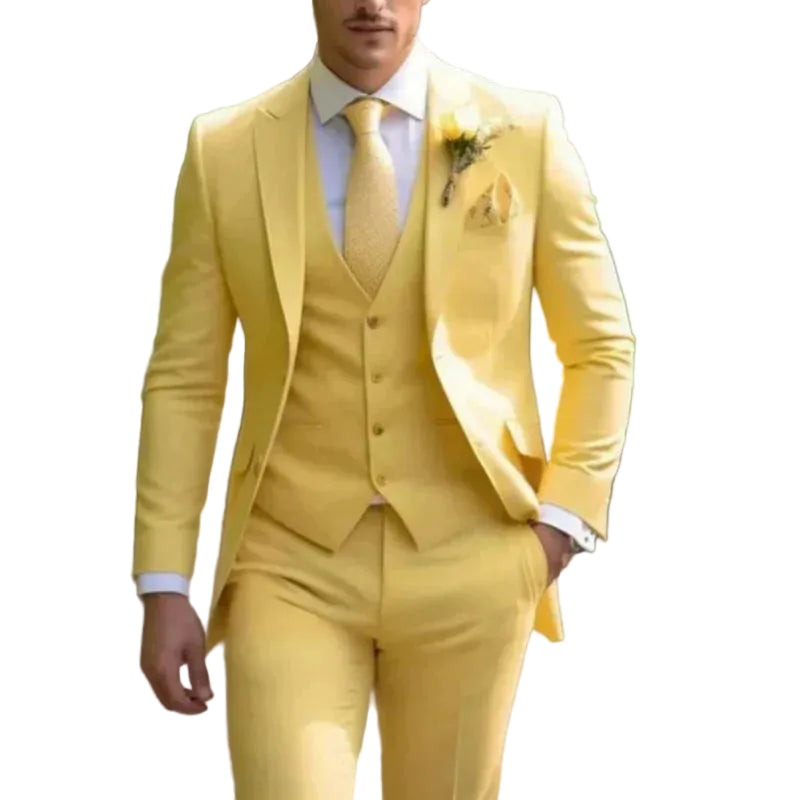 Traje de hombre de tres piezas con chaqueta, chaleco y pantalón-Suits for Men-Casaluzia