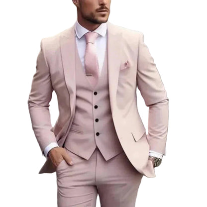 Traje de hombre de tres piezas con chaqueta, chaleco y pantalón-Suits for Men-Casaluzia