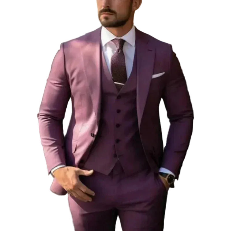 Traje de hombre de tres piezas con chaqueta, chaleco y pantalón-Suits for Men-Casaluzia