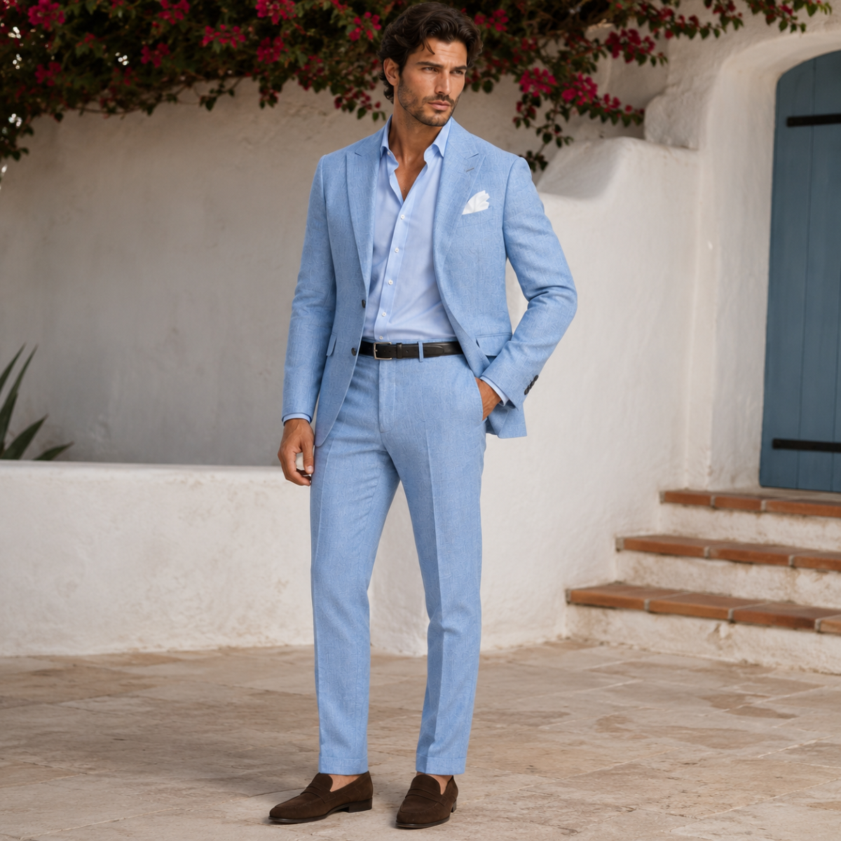 Traje de Lino de Dos Piezas para Hombre-Sets for Men-Casaluzia